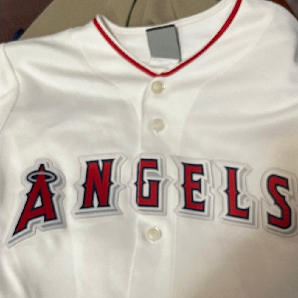 Majestic Kids Angels Jersey in White and Red